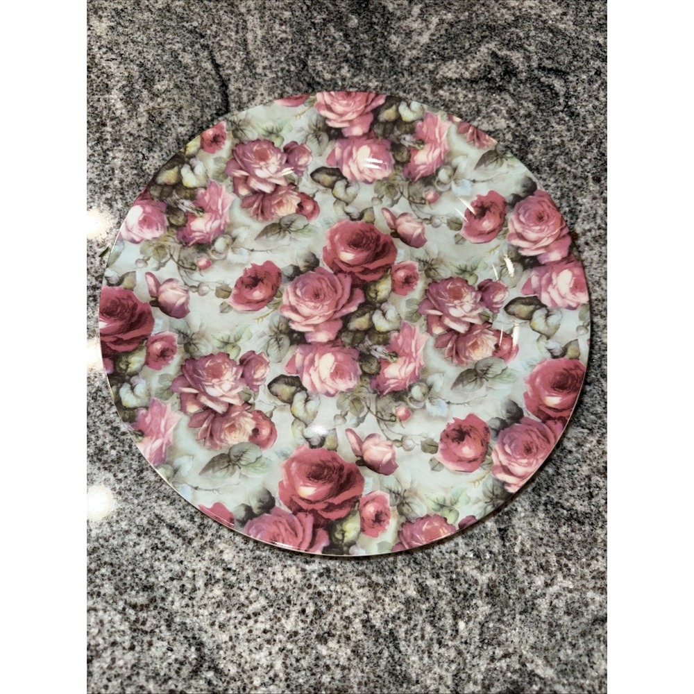 Baum Bros Formalities Pink Rose Chintz Dinner Plate 10.75" Gold Trim